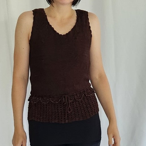 Y2K Brown Knit Sleeveless Top