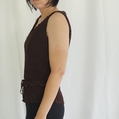 Y2K Brown Knit Sleeveless Top