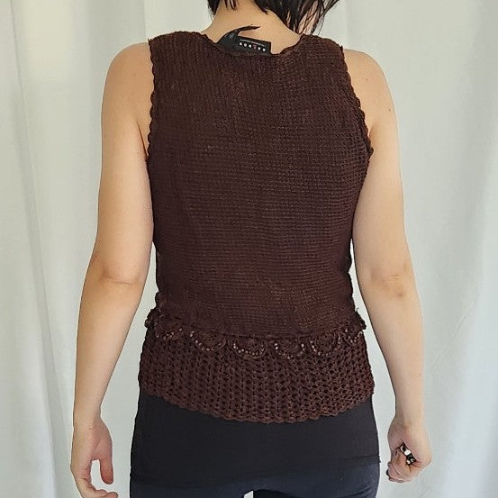 Y2K Brown Knit Sleeveless Top