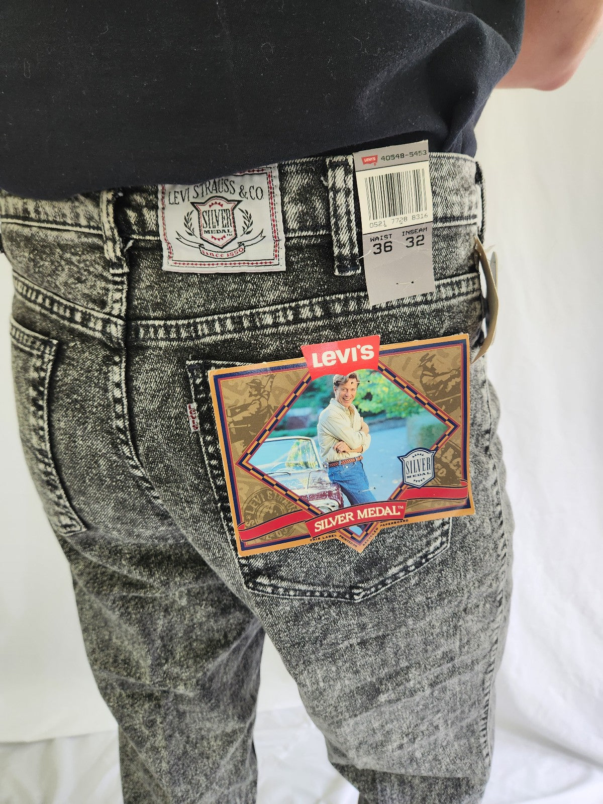 90s Deadstock Gray Acid Wash Levis