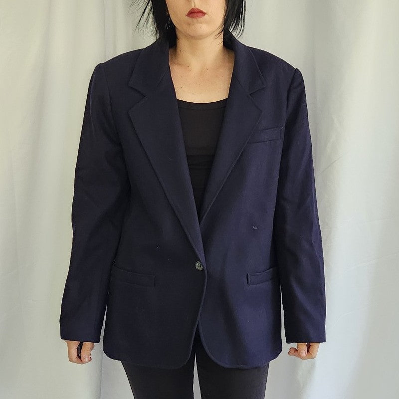 80s/90s Blue Wool Blend Blazer