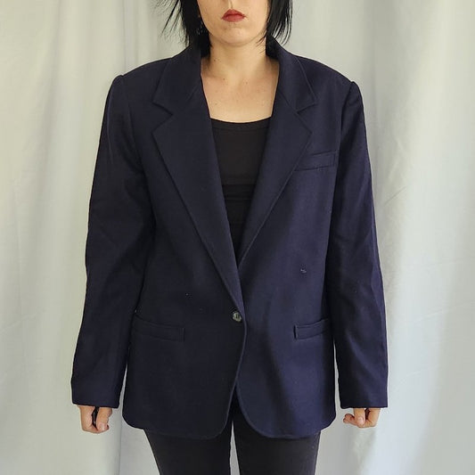 80s/90s Blue Wool Blend Blazer