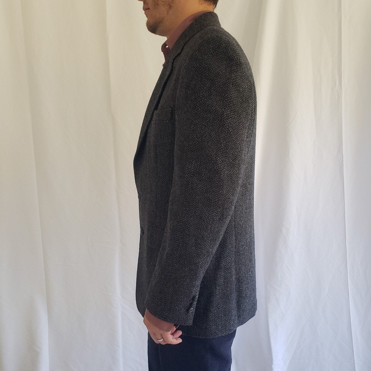 80s Gray Wool Herringbone Blazer