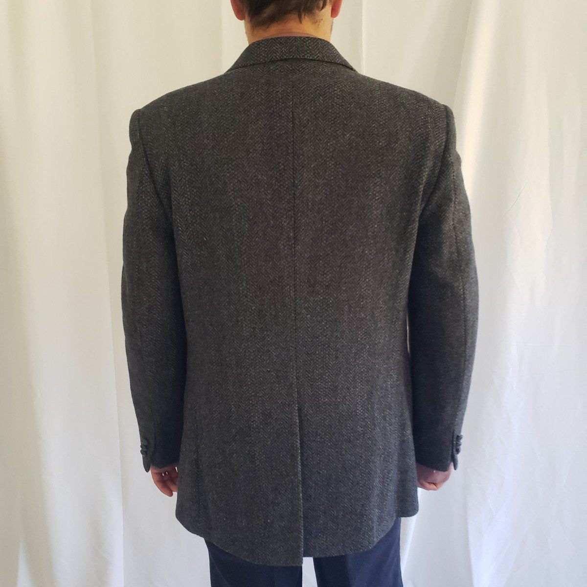 80s Gray Wool Herringbone Blazer