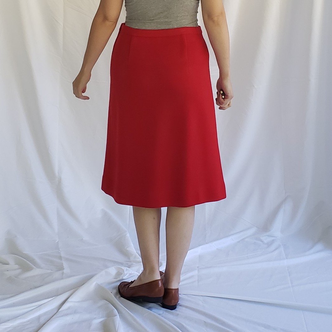 60s Red Worsted Wool Skirt and Top Set