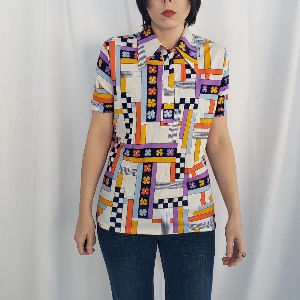70s Geometric Dagger Collar Shirt
