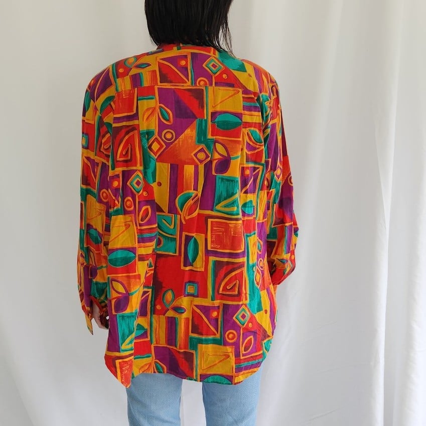 80s Red, Purple, and Green Funky Shirt