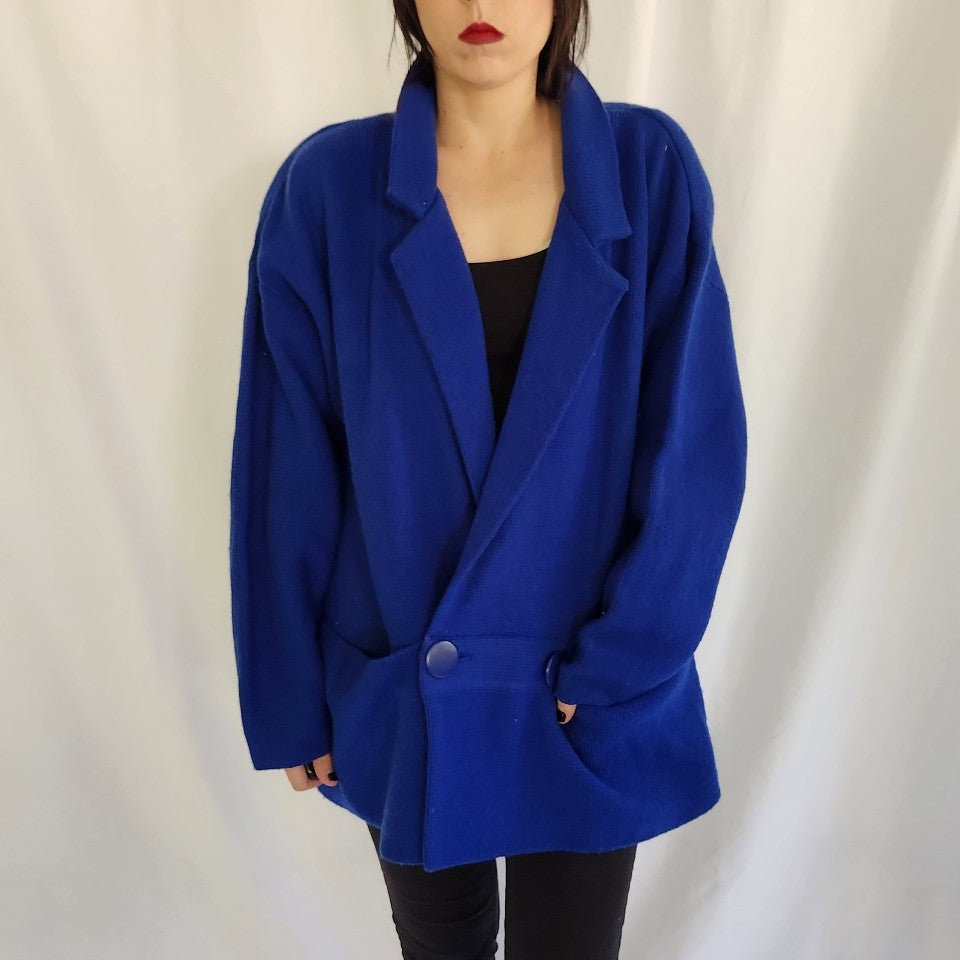 80s Blue Oversize Cardigan