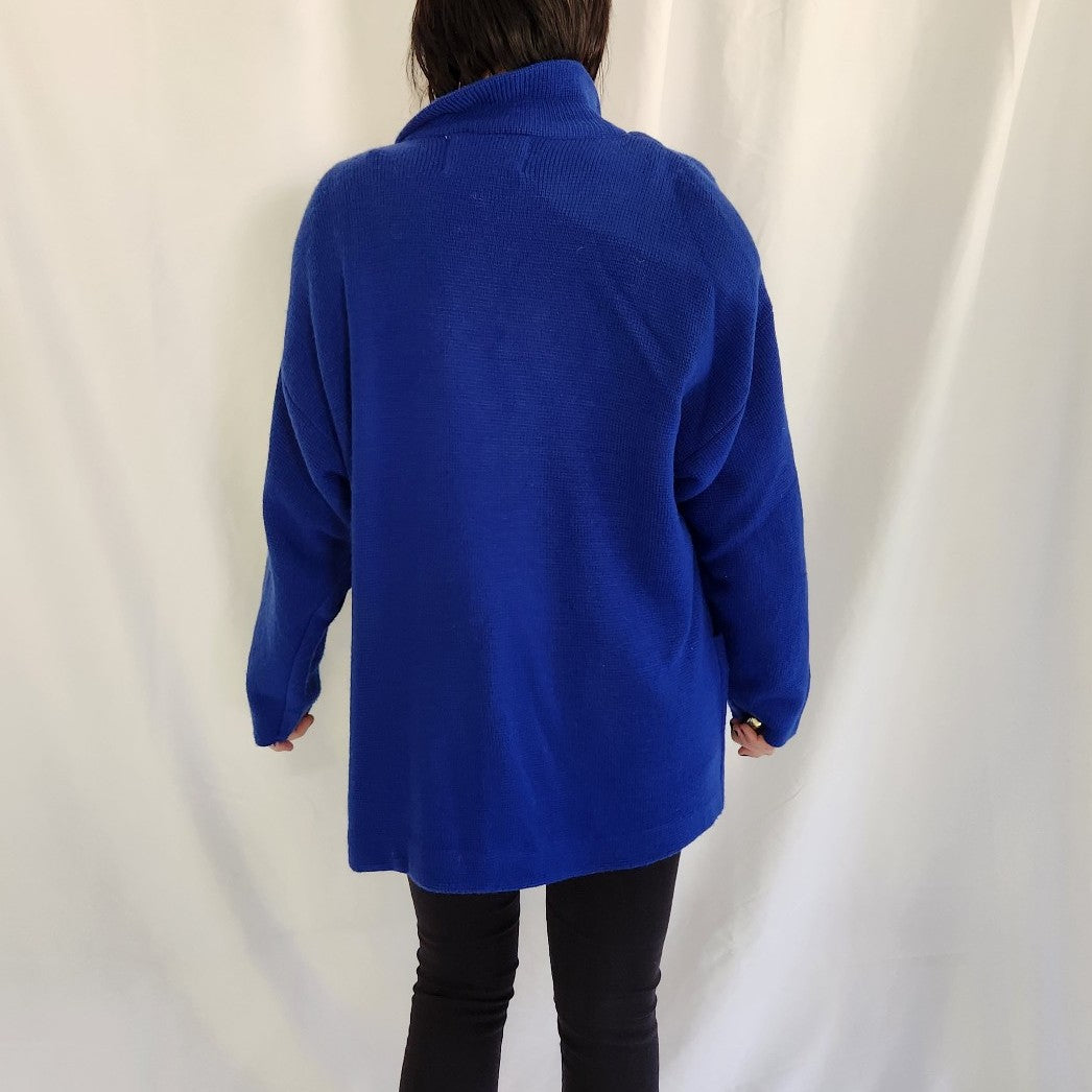 80s Blue Oversize Cardigan