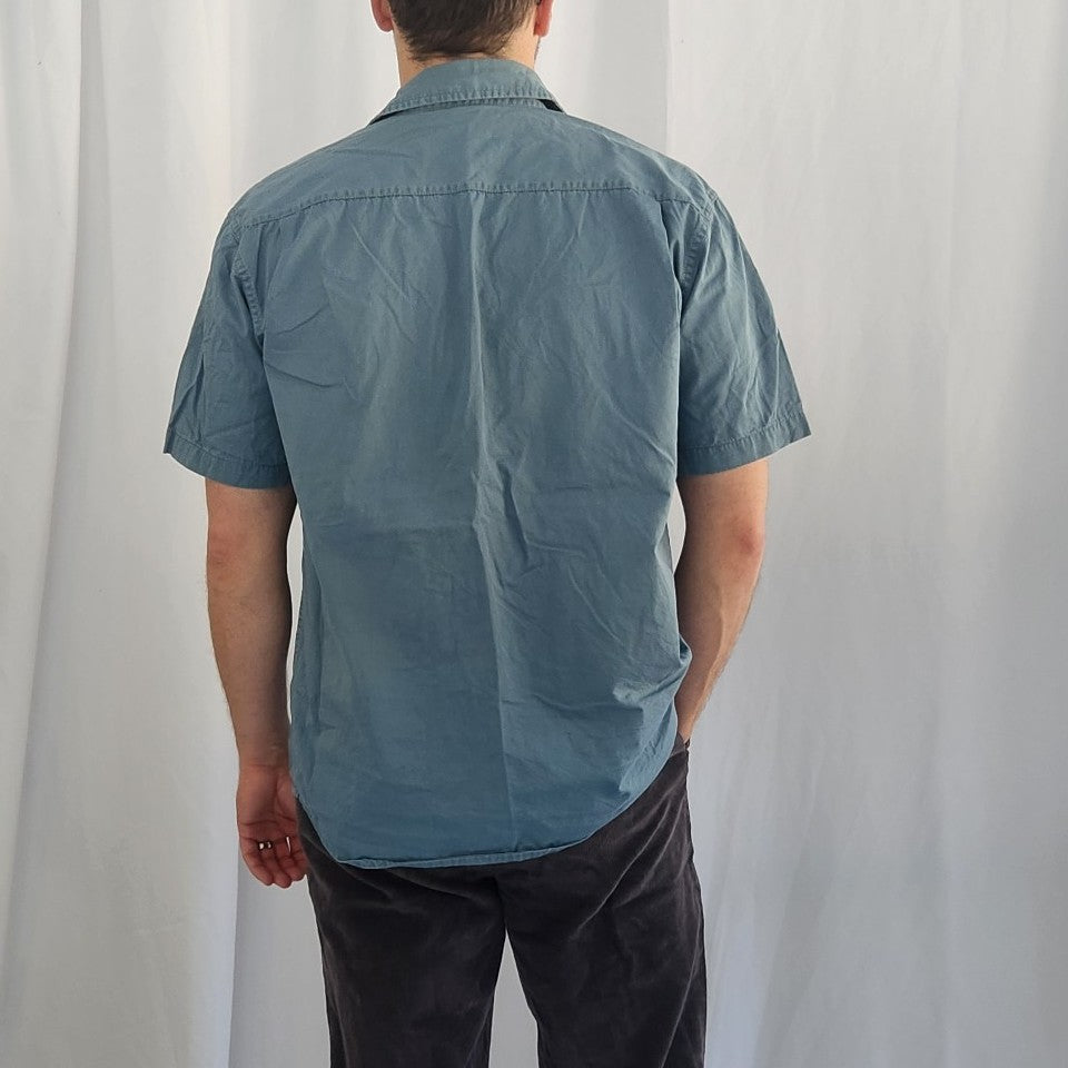 90s(?) Blue Short Sleeve Button Down