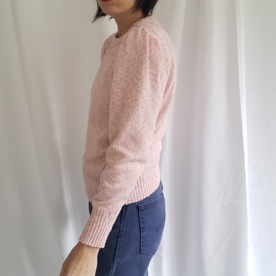 80s Pink Puff Sleeve Sweater