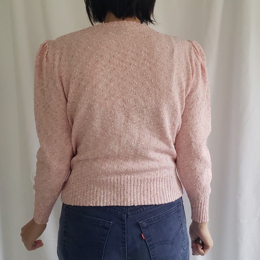 80s Pink Puff Sleeve Sweater