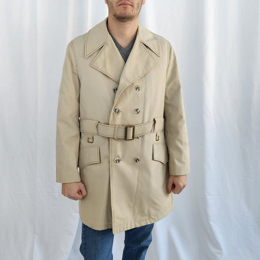 70s/80s Light Tan Double Breasted Trench Coat