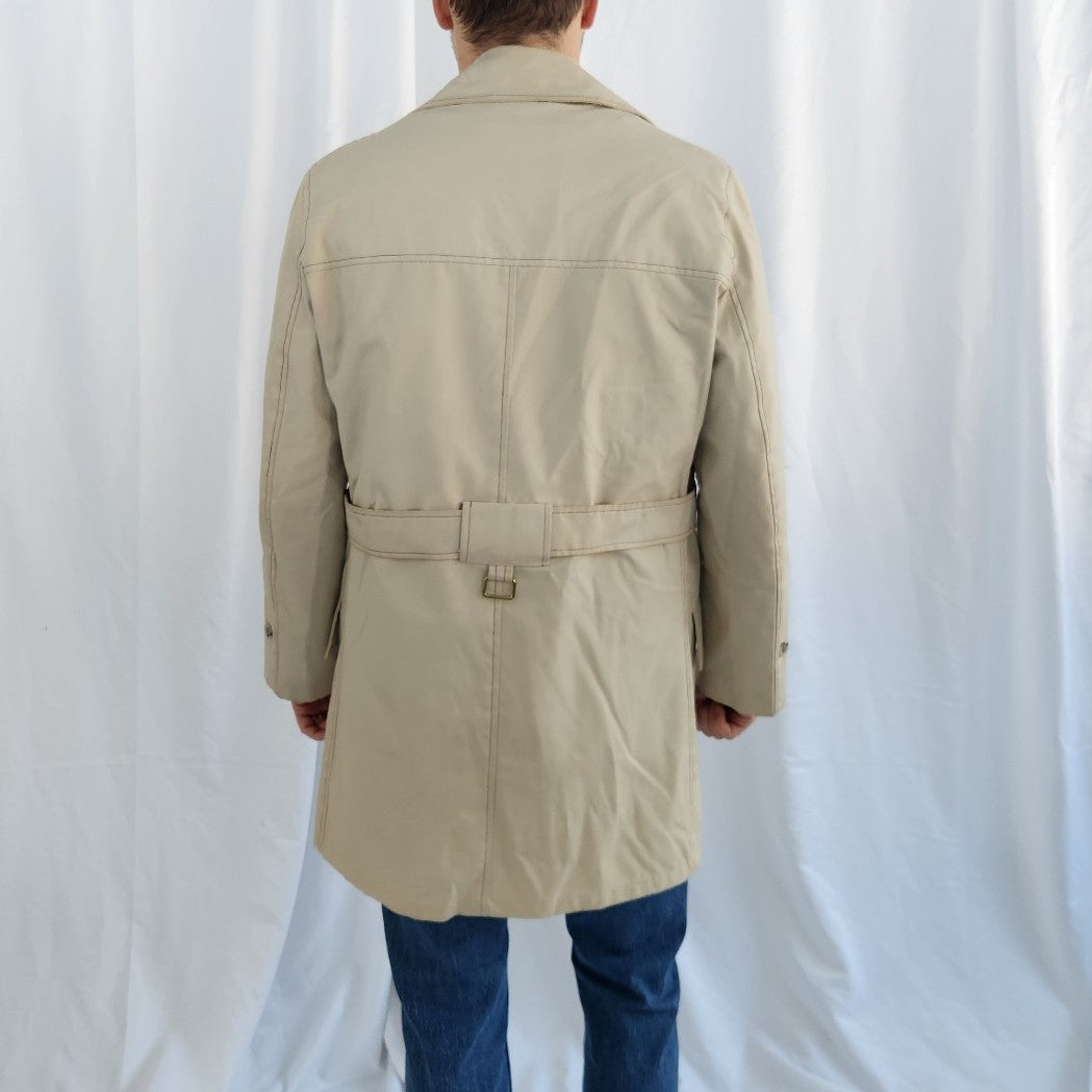 70s/80s Light Tan Double Breasted Trench Coat