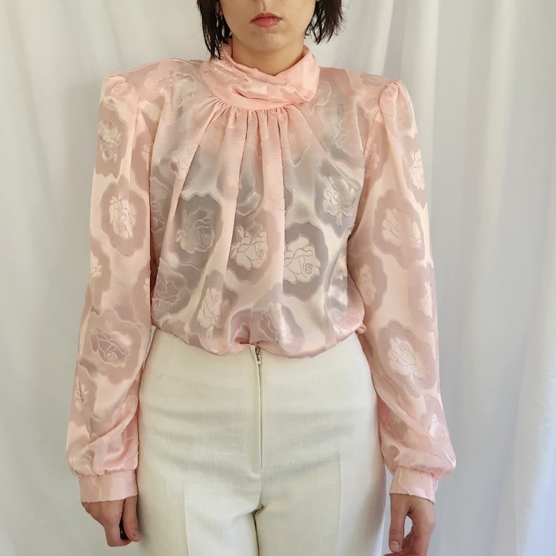 80s Pink Floral Blouse