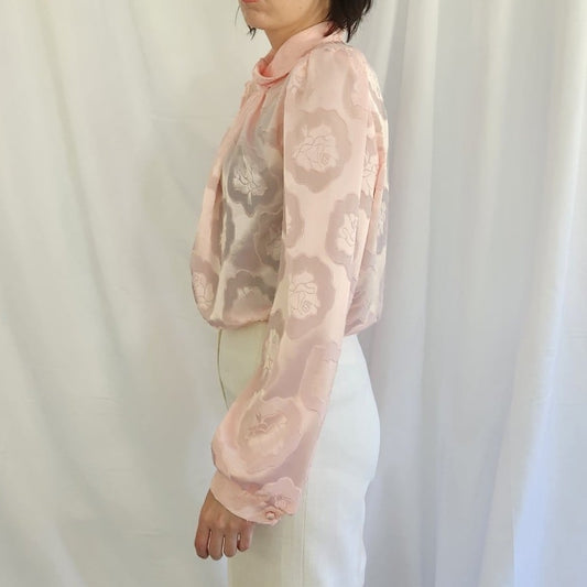 80s Pink Floral Blouse