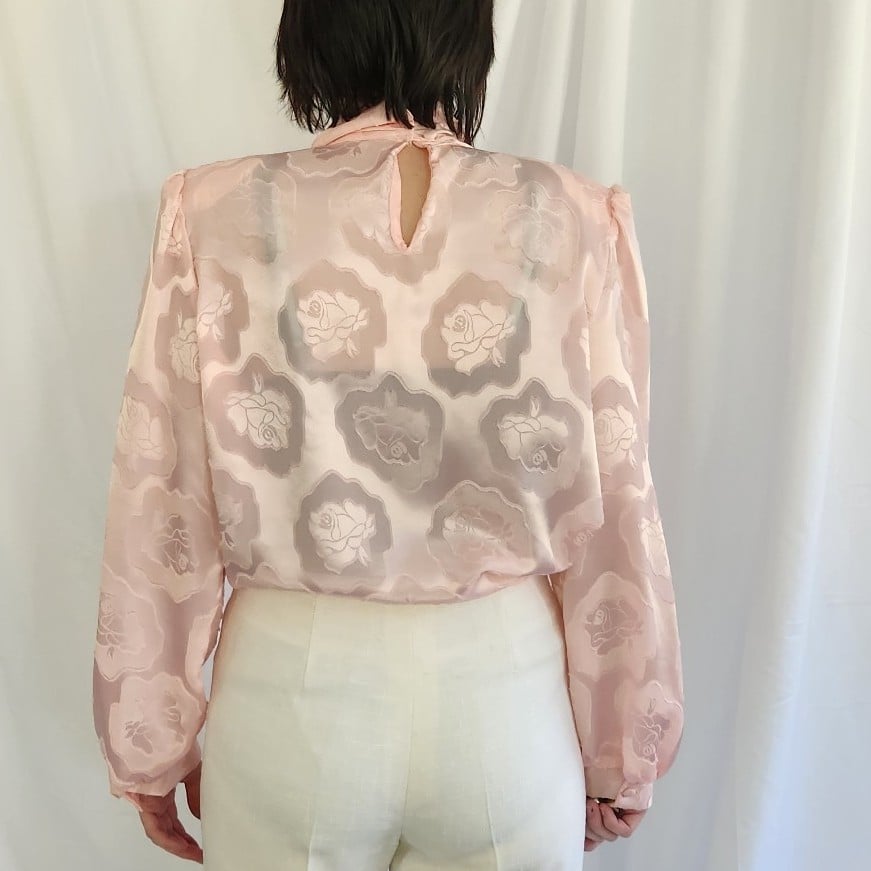 80s Pink Floral Blouse