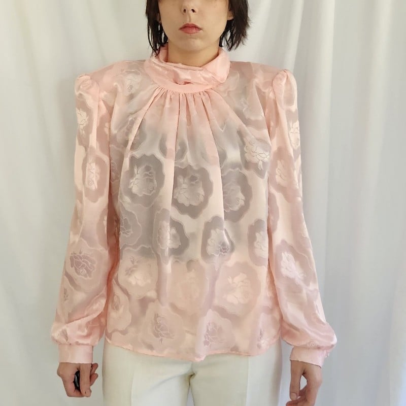 80s Pink Floral Blouse