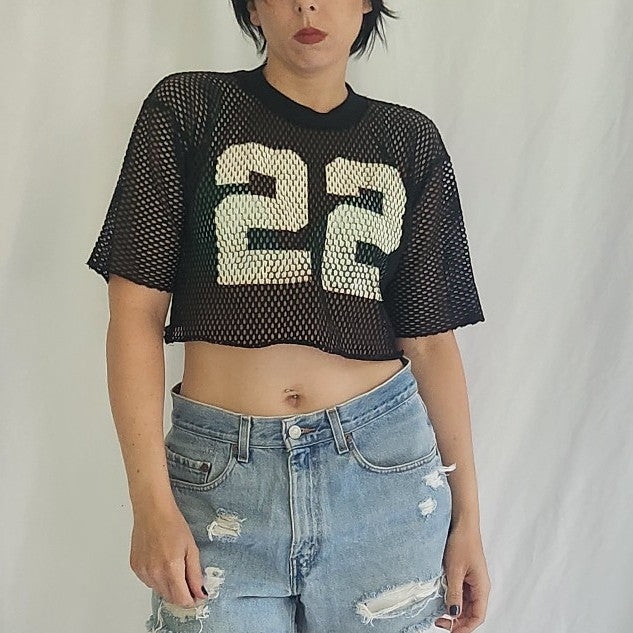 80s/90s Black Mesh Cropped Jersey