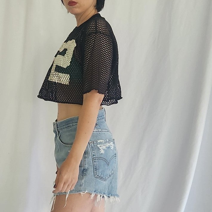 80s/90s Black Mesh Cropped Jersey
