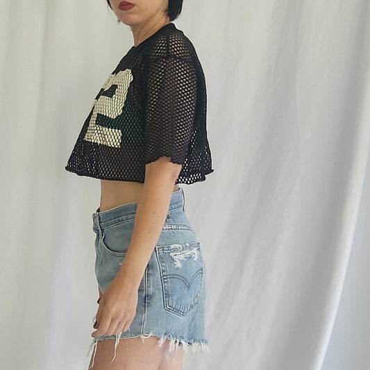 80s/90s Black Mesh Cropped Jersey