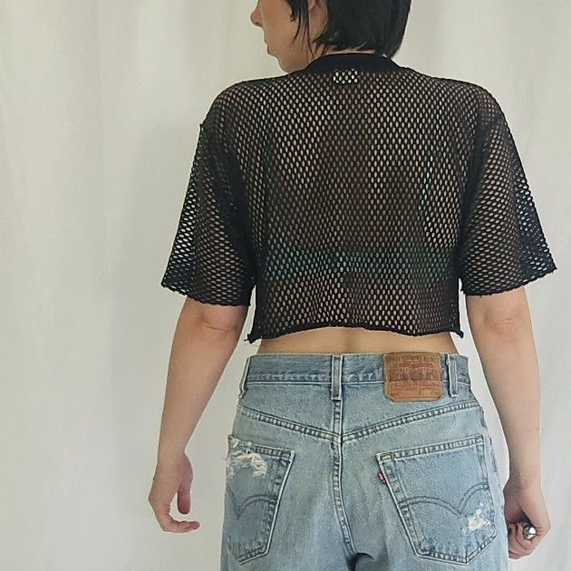 80s/90s Black Mesh Cropped Jersey