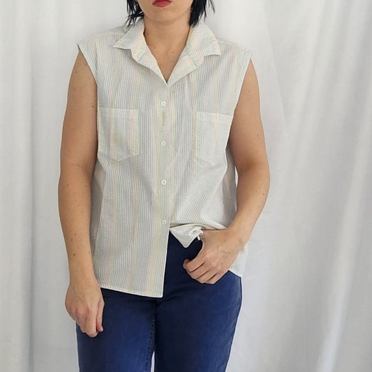 80s Pastel Striped Sleeveless Top