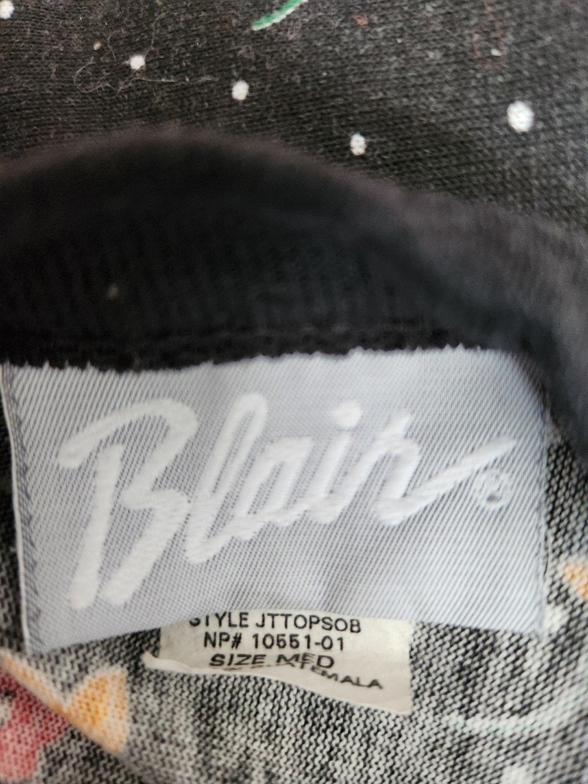 80s/90s Black Polka Dot and Floral Blouse