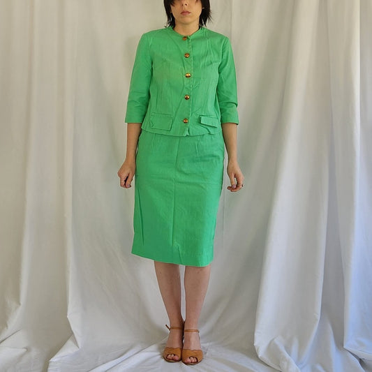 60s Bright Green Skirt Suit