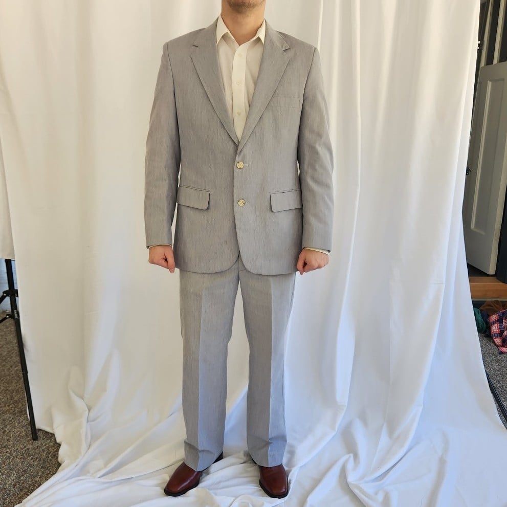 90s Blue and White Pinstripe Suit