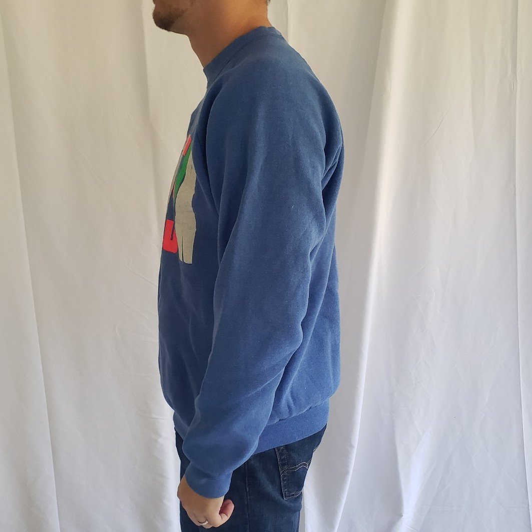 90s Blue Wisconsin Crew Neck Sweatshirt