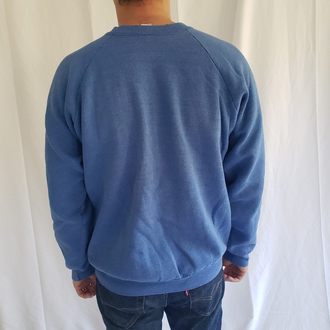 90s Blue Wisconsin Crew Neck Sweatshirt