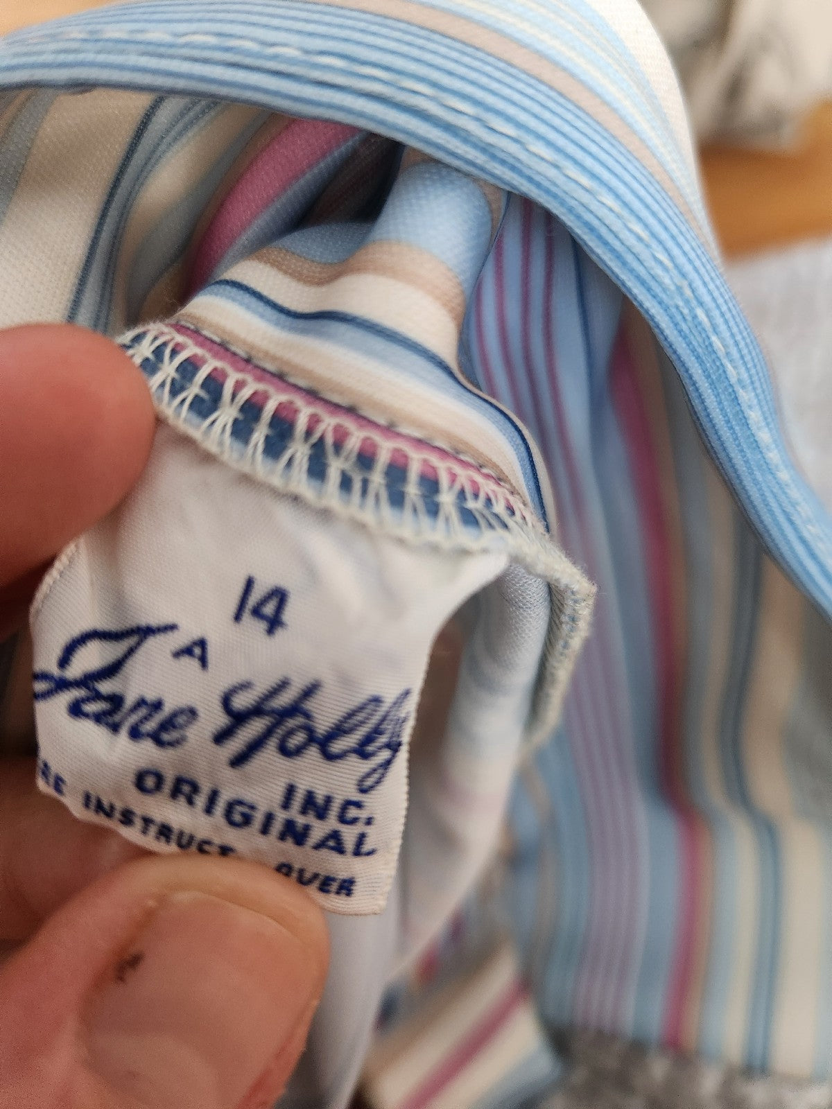 70s Blue, Pink, and Tan Striped Button Down