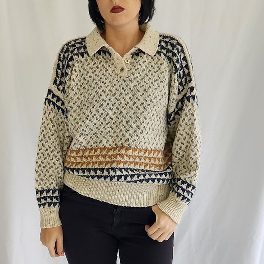 90s Liz Claiborne Wool Blend Collared Sweater