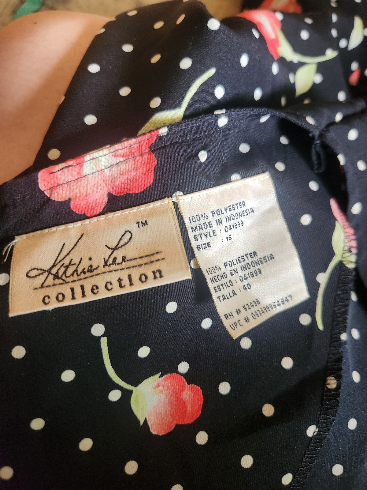90s/00s Black and Pink Polka Dot Floral Dress
