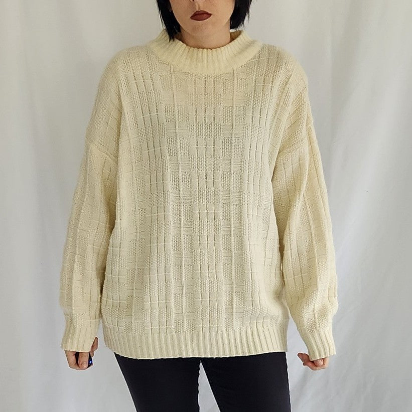 90s Cream Oversize Sweater
