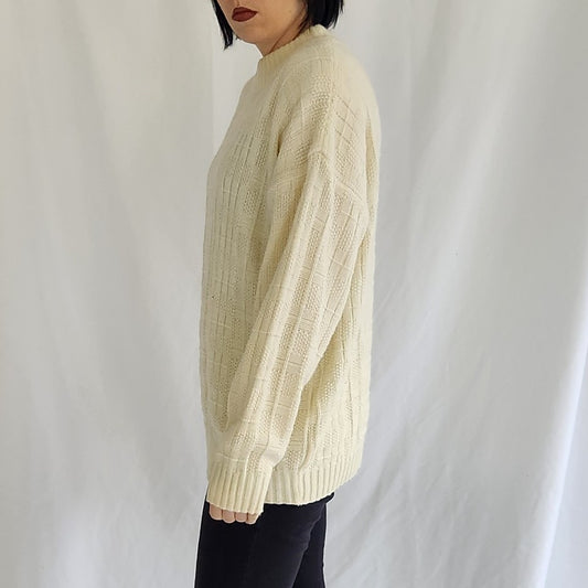 90s Cream Oversize Sweater