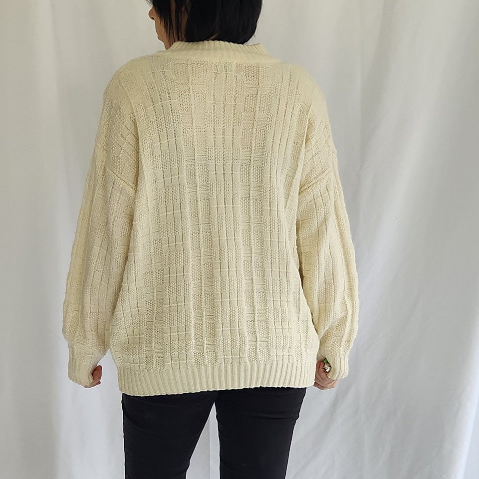 90s Cream Oversize Sweater