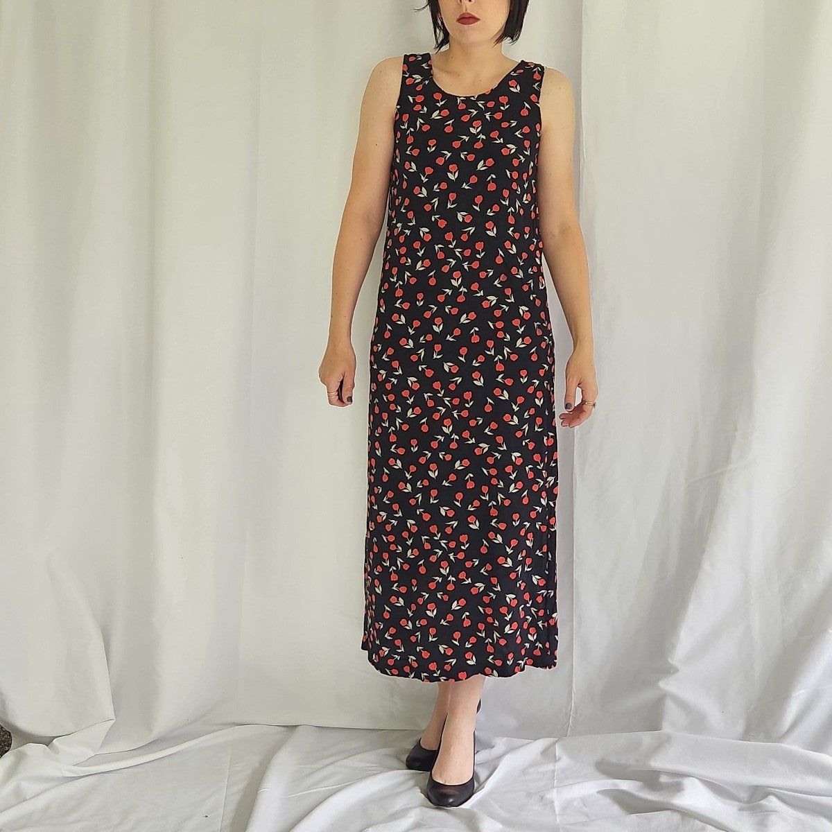 90s/00s Tulip Print Rayon Sheath Dress