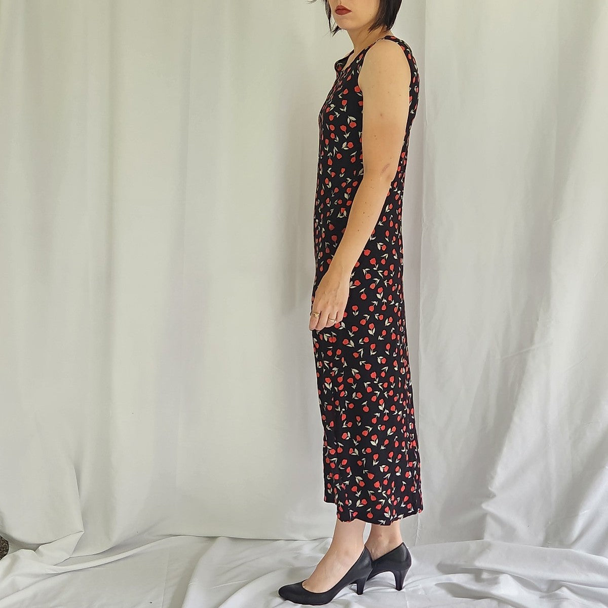90s/00s Tulip Print Rayon Sheath Dress