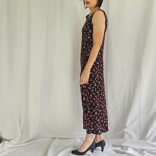 90s/00s Tulip Print Rayon Sheath Dress