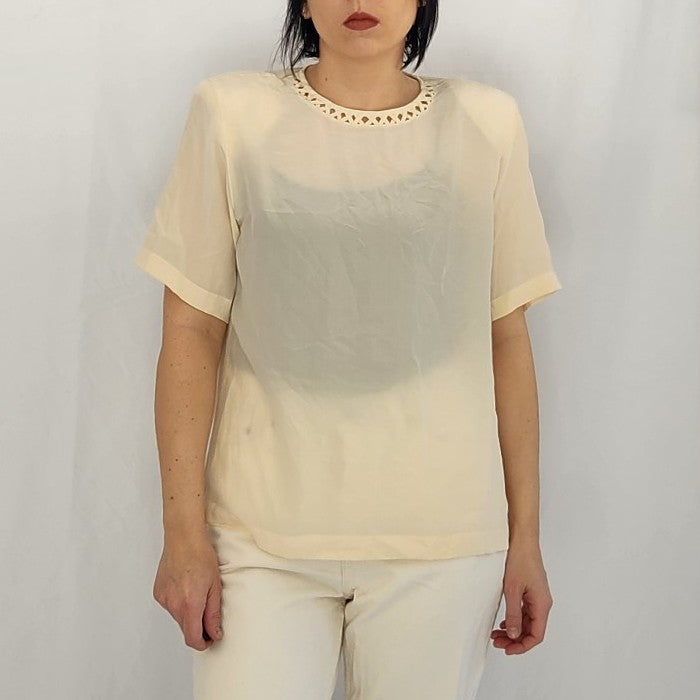 90s Cream Silk Blouse