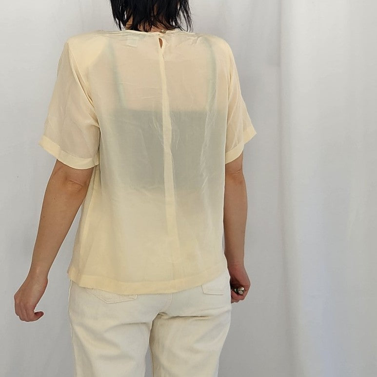 90s Cream Silk Blouse
