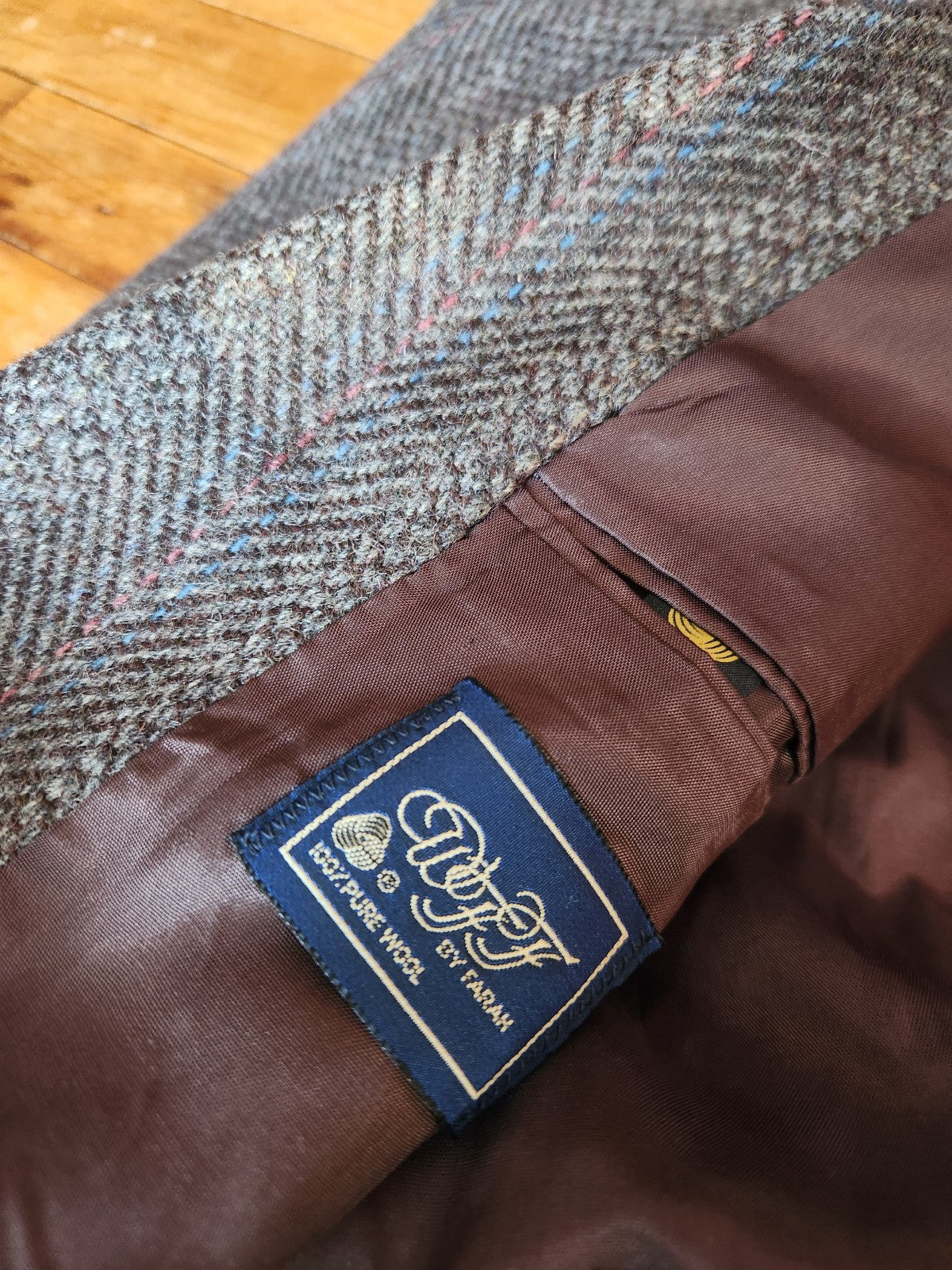 80s Brown Gray Herringbone Wool Blazer