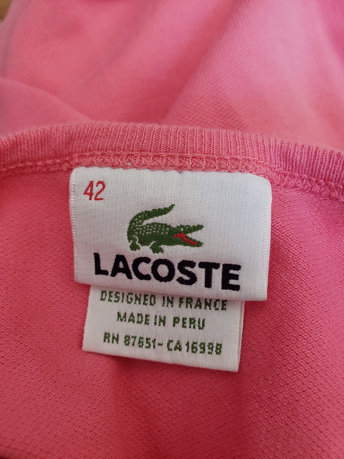 Lacoste Pink Cotton Tee