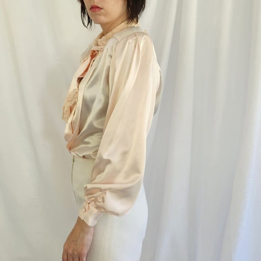 80s Deadstock Pink Satin Blouse