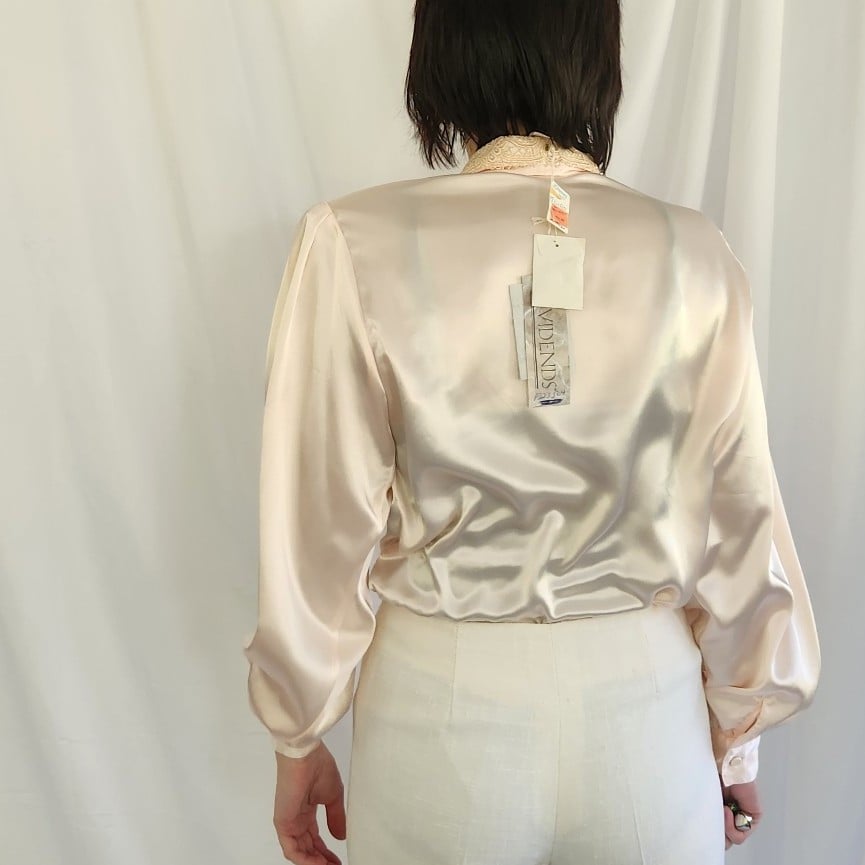 80s Deadstock Pink Satin Blouse