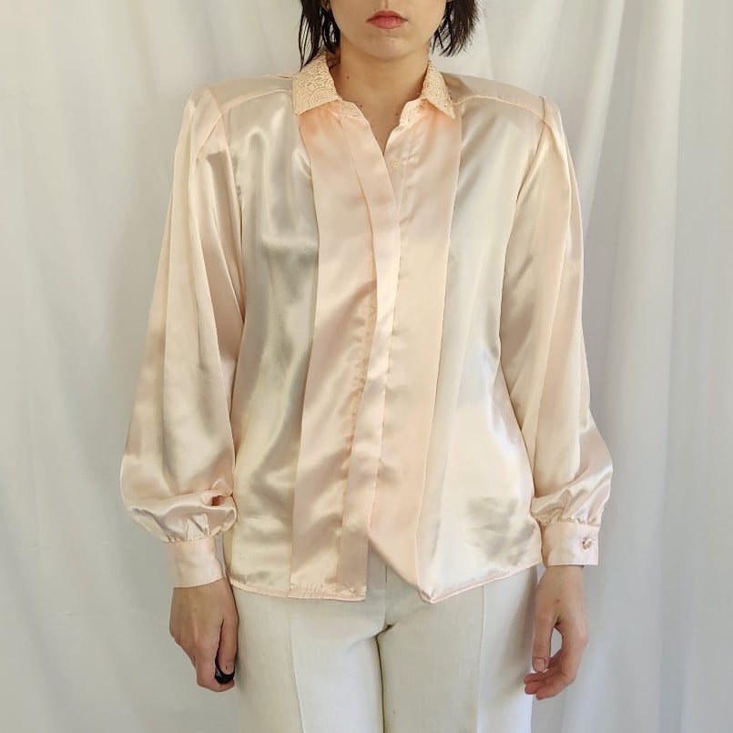 80s Deadstock Pink Satin Blouse