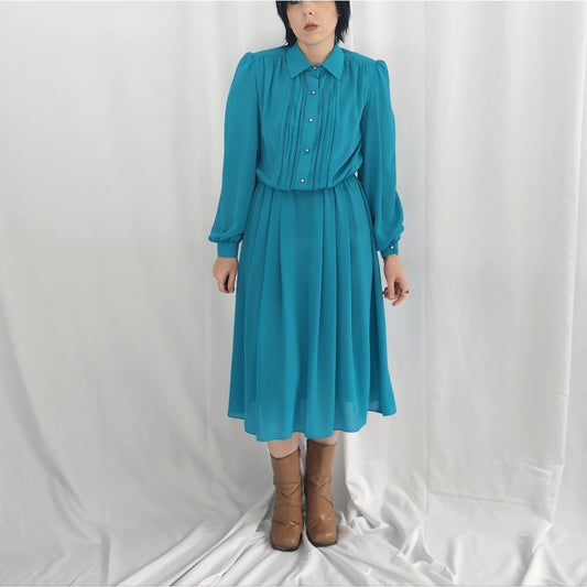 70s/80s Blue Day Dress