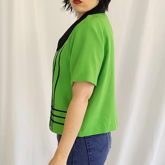 90s/00s Lime Green and Black Blouse